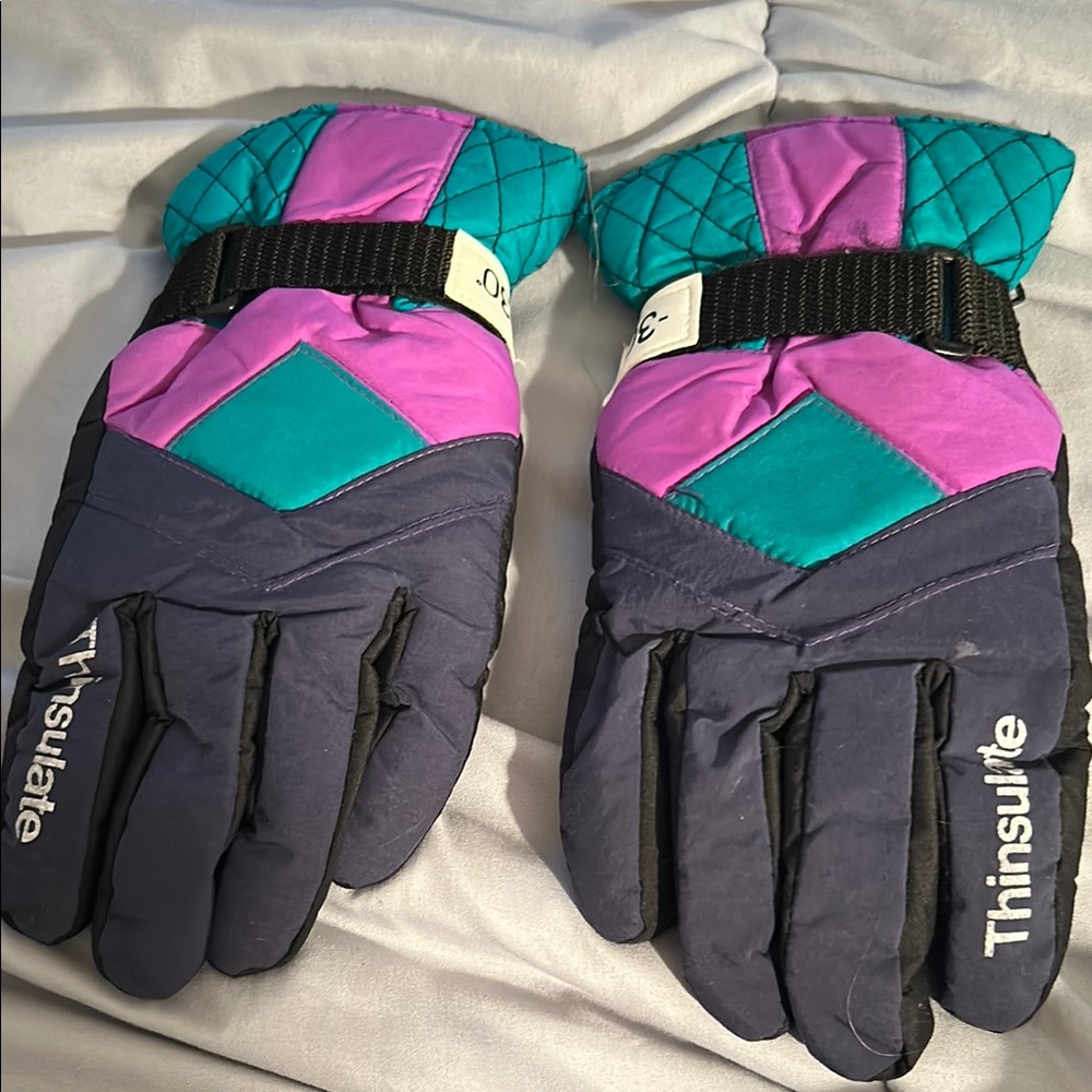 VINTAGE Colorful Thinsulate Winter Gloves M/L